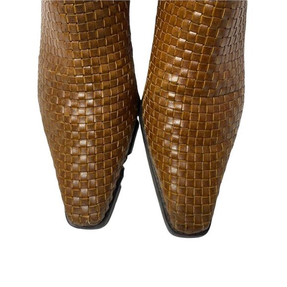 Stuart Weitzman woven leather brown boots booties 9 m - Picture 2 of 11